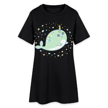 Couleurs pastel mignonnes de narval licorne Kawaii - Robe T-shirt Femme - noir - Devant
