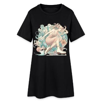 Schlittschuhlaufen Frau Art Nouveau Geschenk - Women’s T-Shirt Dress - black - Front