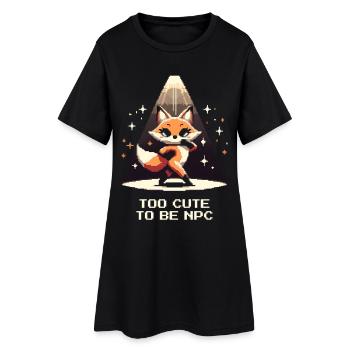 Zu süß, um NPC zu sein | Fuchs, RPG - Frauen T-Shirt-Kleid - Schwarz - Vorne