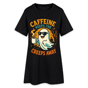 La caféine éloigne les creeps Ghost Halloween - Robe T-shirt Femme - noir - Devant