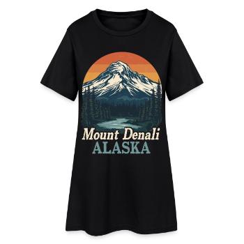 Mont Denali, Alaska, paysage rétro - Robe T-shirt Femme - noir - Devant