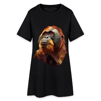 Geometrischer Orang-Utan Kopf - Frauen T-Shirt-Kleid - Schwarz - Vorne