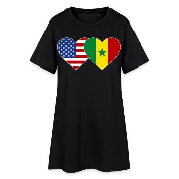 USA Senegal  Flagge Herz - Frauen T-Shirt-Kleid - Schwarz - Vorne