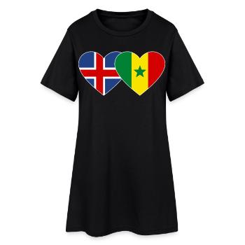 Islande Sénégal Drapeau Mains Coeur Forme - Robe T-shirt Femme - noir - Devant