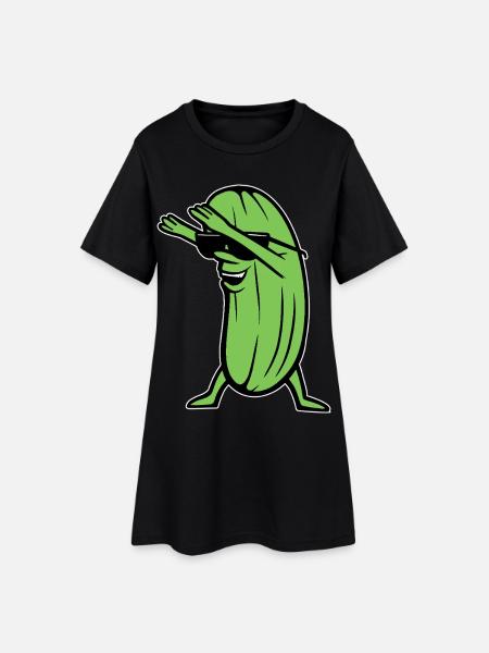 Dabbing Cucumber Dabbing Dab Dance Hip-Hop Dance Pose - Women’s T-Shirt Dress - black