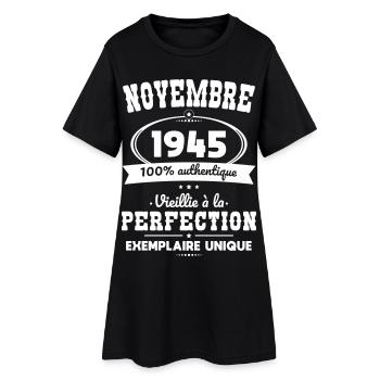 Anniversaire 80 ans - Novembre 1945 Perfection - Robe T-shirt Femme - noir - Devant