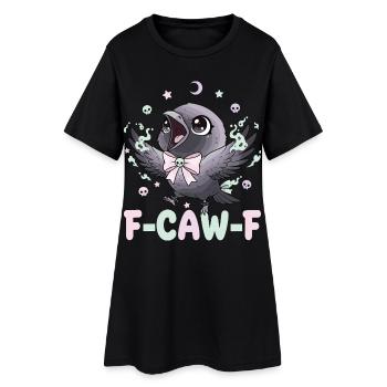 Kawaii Pastel Goth Noir Corbeau F-Caw-F - Robe T-shirt Femme - noir - Devant