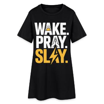 Message Réveillez-vous, Priez, Tuez le Pouvoir - Robe T-shirt Femme - noir - Devant