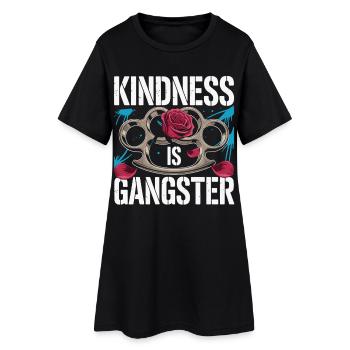 Kindness ist Gangster – Rose & Knuckles - Frauen T-Shirt-Kleid - Schwarz - Vorne