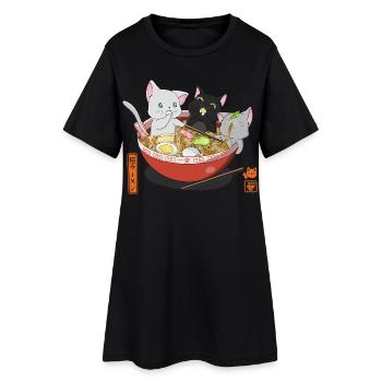 Mignonne chemise ramen des chats otaku - Robe T-shirt Femme - noir - Devant