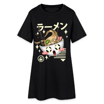 T-shirt anime Kawaii Ramen - Robe T-shirt Femme - noir - Devant