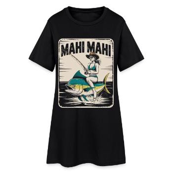 Mahi Mahi Beach Angler Rétro - Robe T-shirt Femme - noir - Devant