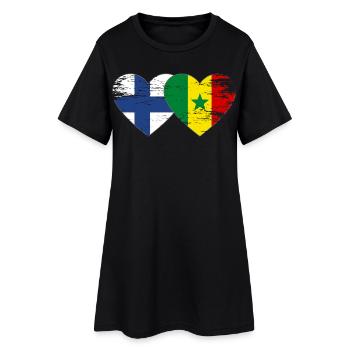 Finlande Sénégal Drapeau Coeur - Robe T-shirt Femme - noir - Devant