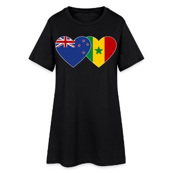 Nouvelle-Zélande Sénégal Drapeau Coeur - Robe T-shirt Femme - noir - Devant