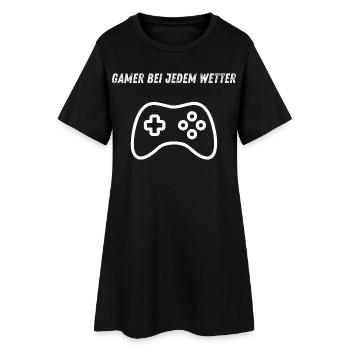 Gamer Shirt – Zocker bei jedem Wetter - Frauen T-Shirt-Kleid - Schwarz - Vorne