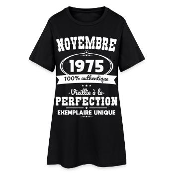 Anniversaire 50 ans - Novembre 1975 Perfection - Robe T-shirt Femme - noir - Devant