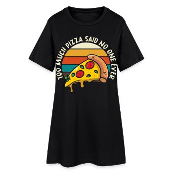 Pizza Meme Rétro Coucher de soleil - Robe T-shirt Femme - noir - Devant