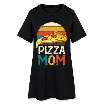 Pizza Mom Slice Retro - Frauen T-Shirt-Kleid - Schwarz - Vorne
