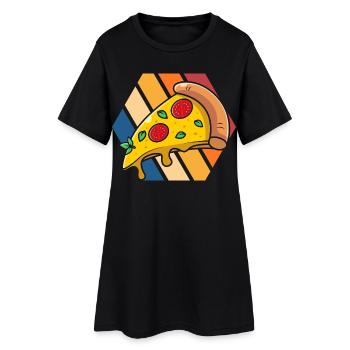 Pizza Pop Art Tranche - Robe T-shirt Femme - noir - Devant