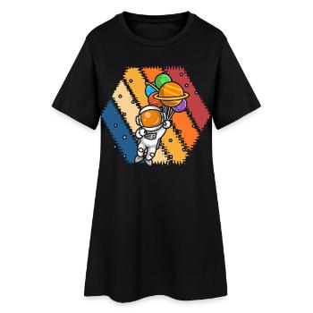 Astronaut Balloon Galaxy Splash - Women’s T-Shirt Dress - black - Front