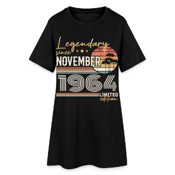Millésime Novembre 1964 Rétro Novembre 1964  - Robe T-shirt Femme - noir - Devant