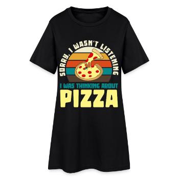 Pizza Dreamer Motif Rétro - Robe T-shirt Femme - noir - Devant