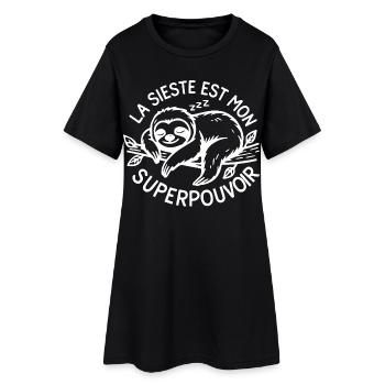 Nickerchen ist meine Superkraft: fauler Humor - Frauen T-Shirt-Kleid - Schwarz - Vorne