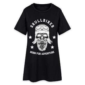 Skullbiker - Frauen T-Shirt-Kleid - Schwarz - Vorne