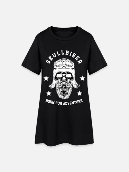 Skullbiker - Frauen T-Shirt-Kleid - Schwarz