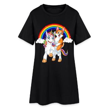 Chemise pour enfants Riche Licorne Arc-en-ciel - Robe T-shirt Femme - noir - Devant