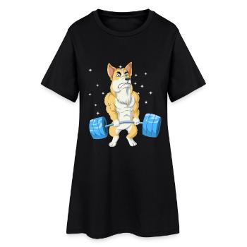 Corgi Weightlifting - Women’s T-Shirt Dress - black - Front