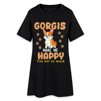 Corgi Makes Me Happy - Women’s T-Shirt Dress - black - Front