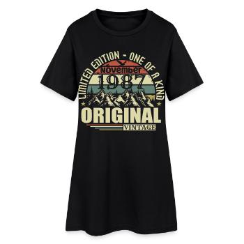 Anniversaire novembre 1987 - Robe T-shirt Femme - noir - Devant
