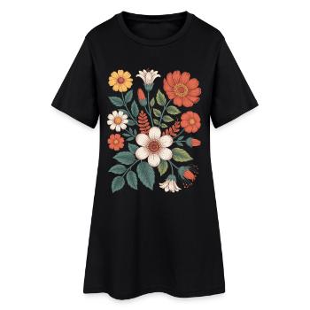 Botanique Diversité Fleur Jardin Prairie Nature - Robe T-shirt Femme - noir - Devant