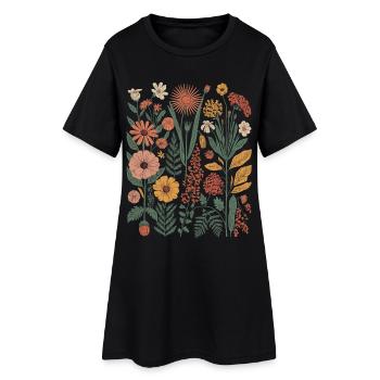 Botanique Diversité Fleur Jardin Prairie Nature - Robe T-shirt Femme - noir - Devant