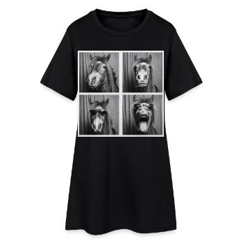 Boîte photo de lunettes de soleil drôle cheval poney - Robe T-shirt Femme - noir - Devant