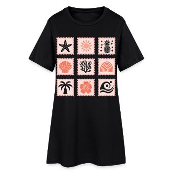 Nature Stamps Collage - Women’s T-Shirt Dress - black - Front