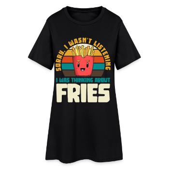 Frise Humour Rétro - Robe T-shirt Femme - noir - Devant