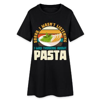 Ich dachte an Pasta Retro-Design - Frauen T-Shirt-Kleid - Schwarz - Vorne
