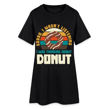 Retro Donut Sunset Saying - Women’s T-Shirt Dress - black - Front