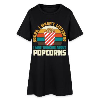 Popcorn rétro disant thé - Robe T-shirt Femme - noir - Devant