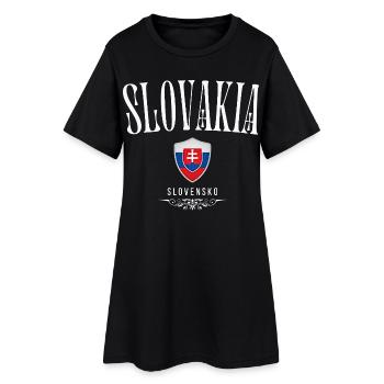 Flagge der Slowakei, slowakischer Patriot - Frauen T-Shirt-Kleid - Schwarz - Vorne