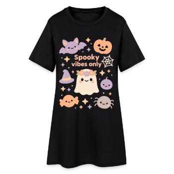 Gruselige Vibes Nur Halloween-Kostümspaß - Frauen T-Shirt-Kleid - Schwarz - Vorne