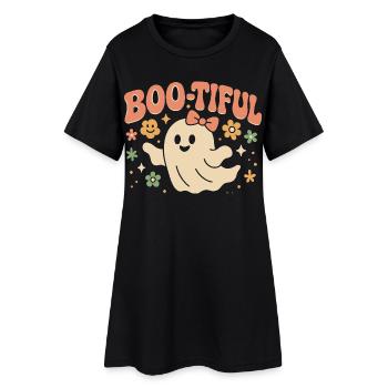 Motif d'Halloween avec un dicton drôle et mignon « Boo-tiful Ghost » - Robe T-shirt Femme - noir - Devant