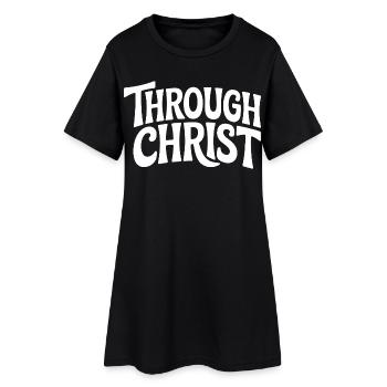 Par le Christ Jésus Chrétiens Foi - Robe T-shirt Femme - noir - Devant