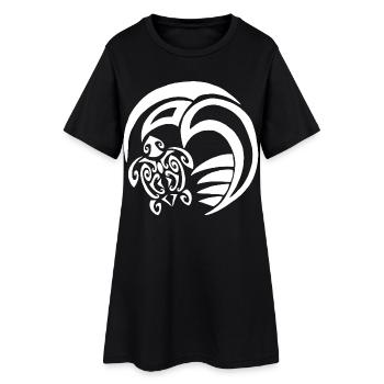 White turtle and ocean - Women’s T-Shirt Dress - black - Front