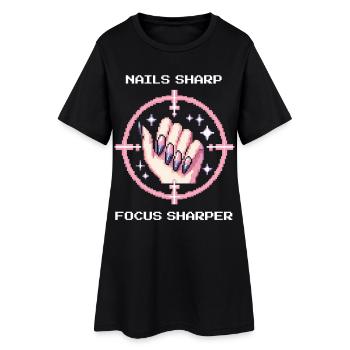 Des ongles acérés, une mise au point encore plus nette | Bord girly - Robe T-shirt Femme - noir - Devant