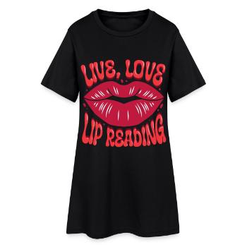 Sourd, sourd, déficience auditive, lecture labiale - Robe T-shirt Femme - noir - Devant