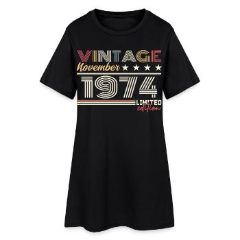 November 1974 - Frauen T-Shirt-Kleid - Schwarz - Vorne