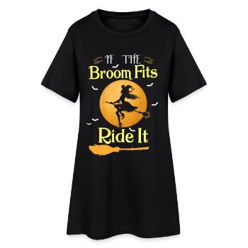 Wenn der Besen passt Ride It Hexe Halloween Shirt - Frauen T-Shirt-Kleid - Schwarz - Vorne
